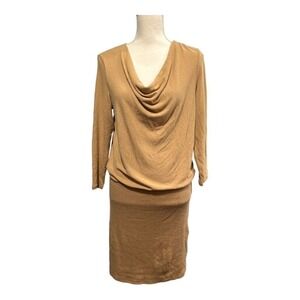 Michael Stars Dress Womens S Neutral Cecile Cowl‎ Neck Brushed Soft Knit Comfort